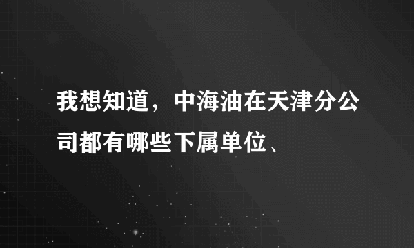 我想知道，中海油在天津分公司都有哪些下属单位、