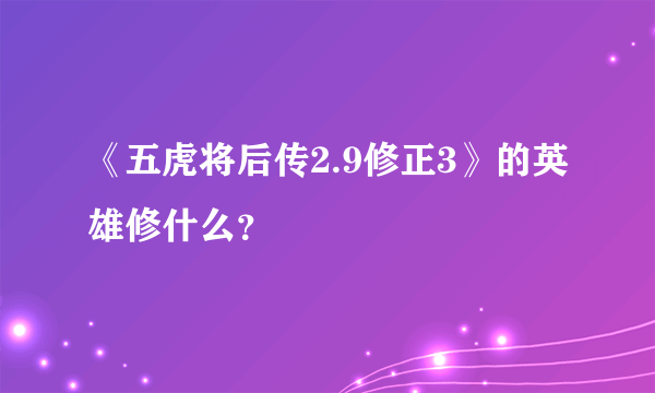 《五虎将后传2.9修正3》的英雄修什么？