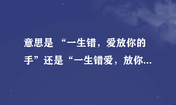 意思是 “一生错，爱放你的手”还是“一生错爱，放你的手” 应该怎么断句