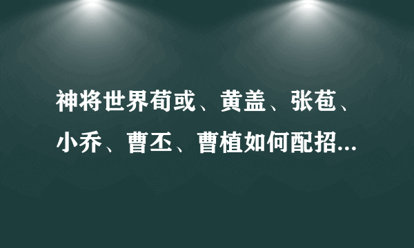 神将世界荀或、黄盖、张苞、小乔、曹丕、曹植如何配招和快速升级？