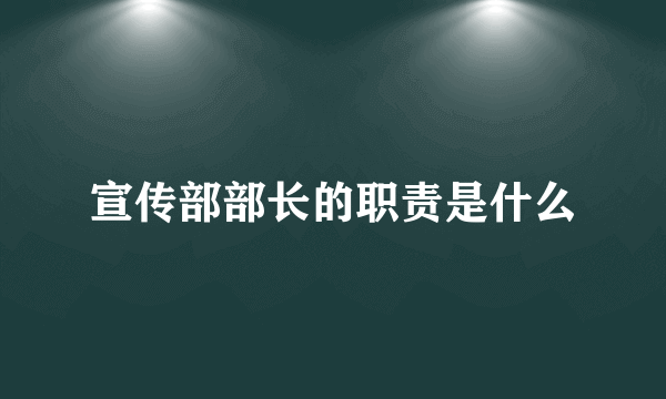 宣传部部长的职责是什么