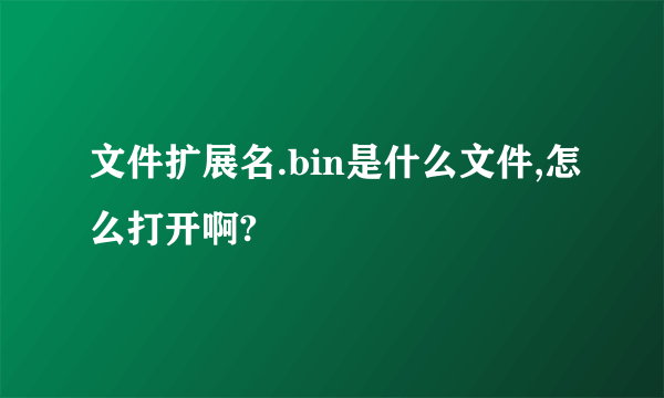 文件扩展名.bin是什么文件,怎么打开啊?