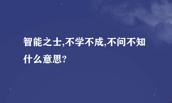 智能之士,不学不成,不问不知什么意思?