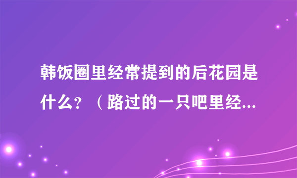 韩饭圈里经常提到的后花园是什么？（路过的一只吧里经常提到的）