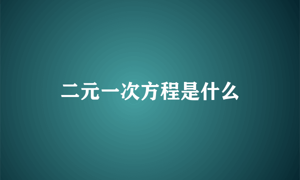 二元一次方程是什么