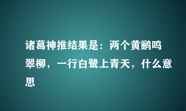 诸葛神推结果是：两个黄鹂鸣翠柳，一行白鹭上青天，什么意思