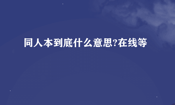 同人本到底什么意思?在线等