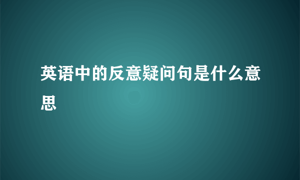 英语中的反意疑问句是什么意思