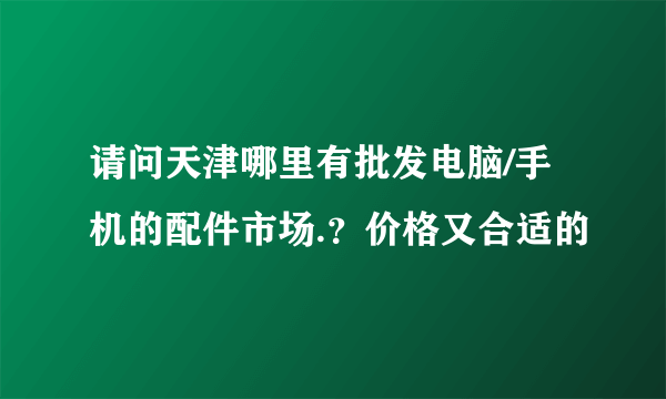 请问天津哪里有批发电脑/手机的配件市场.？价格又合适的