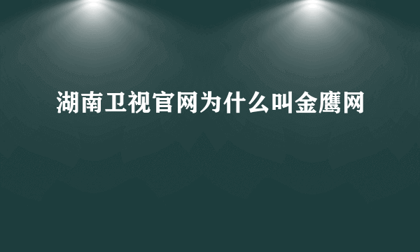 湖南卫视官网为什么叫金鹰网