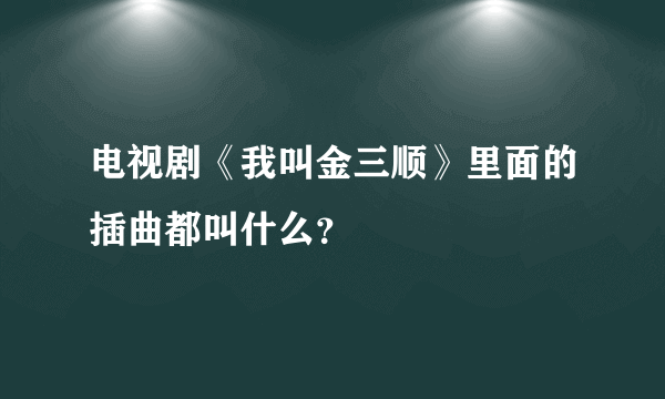 电视剧《我叫金三顺》里面的插曲都叫什么？