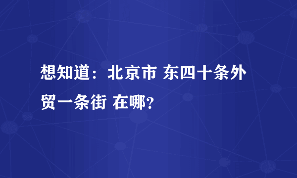 想知道：北京市 东四十条外贸一条街 在哪？