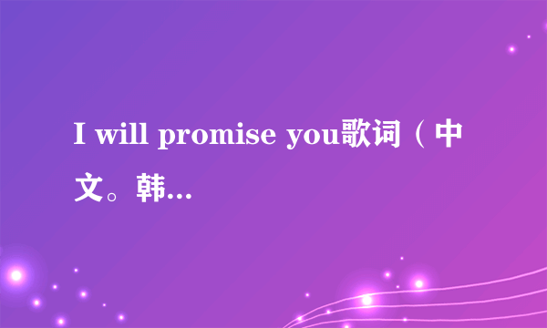 I will promise you歌词（中文。韩文。罗马译音）