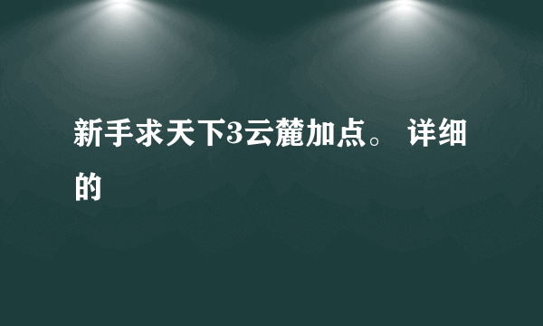 新手求天下3云麓加点。 详细的