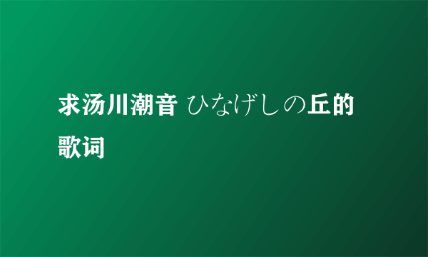 求汤川潮音 ひなげしの丘的歌词