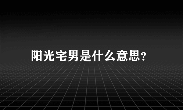 阳光宅男是什么意思？