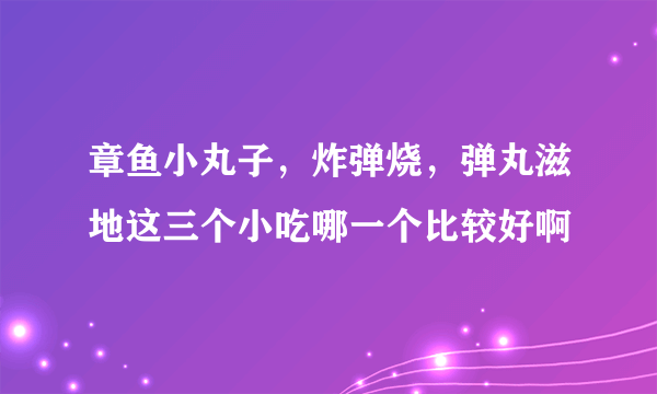 章鱼小丸子，炸弹烧，弹丸滋地这三个小吃哪一个比较好啊