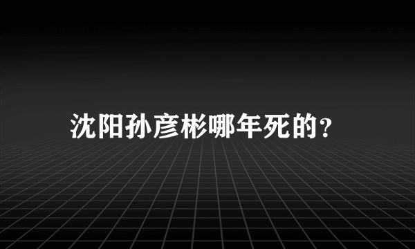 沈阳孙彦彬哪年死的？