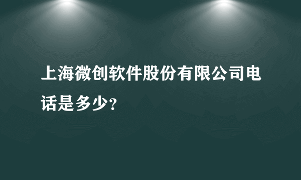 上海微创软件股份有限公司电话是多少？