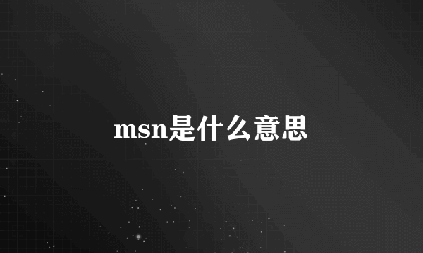 msn是什么意思