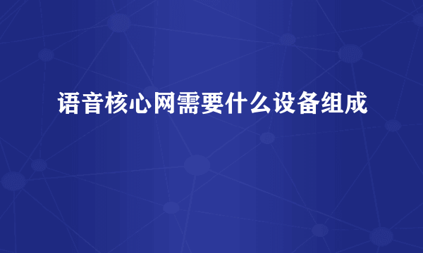 语音核心网需要什么设备组成