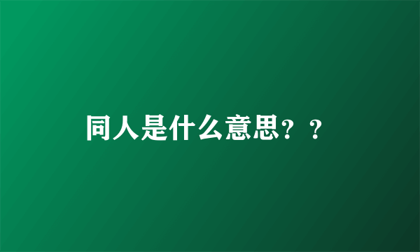 同人是什么意思？？