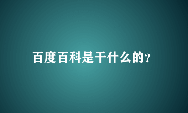 百度百科是干什么的？