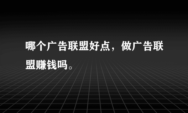 哪个广告联盟好点，做广告联盟赚钱吗。