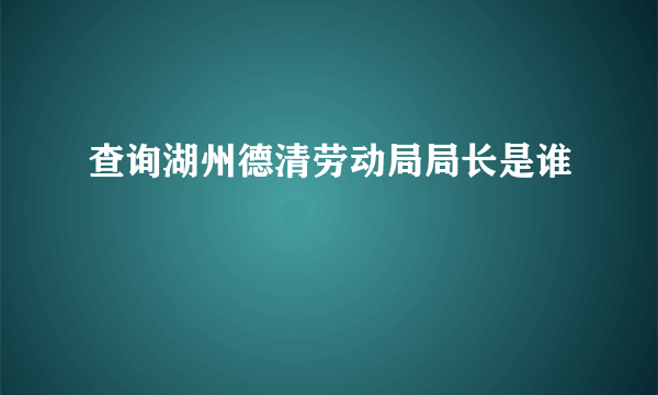 查询湖州德清劳动局局长是谁