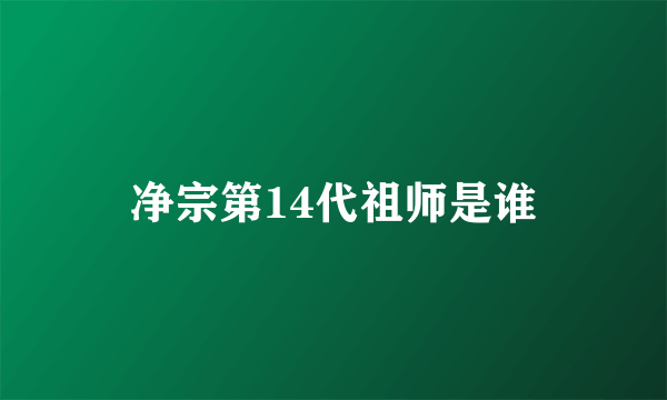 净宗第14代祖师是谁