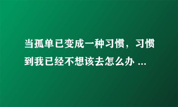 当孤单已变成一种习惯，习惯到我已经不想该去怎么办 这句是什么歌的歌词