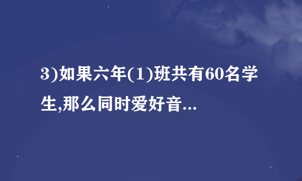 3)如果六年(1)班共有60名学生,那么同时爱好音乐和画画的学生最多是多少人？