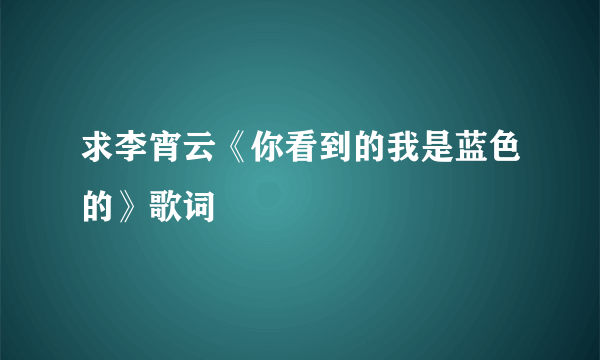 求李宵云《你看到的我是蓝色的》歌词