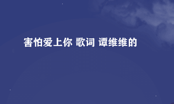 害怕爱上你 歌词 谭维维的