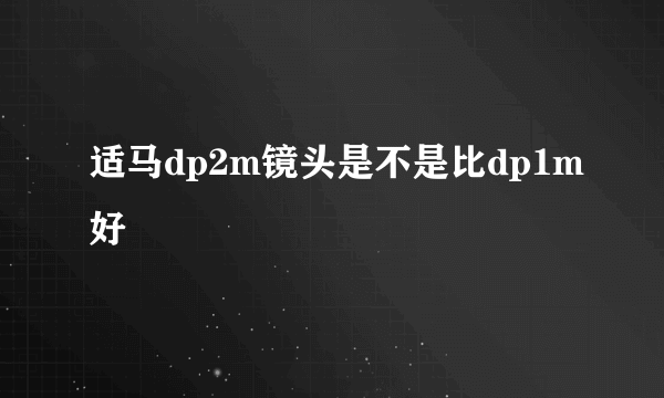 适马dp2m镜头是不是比dp1m好