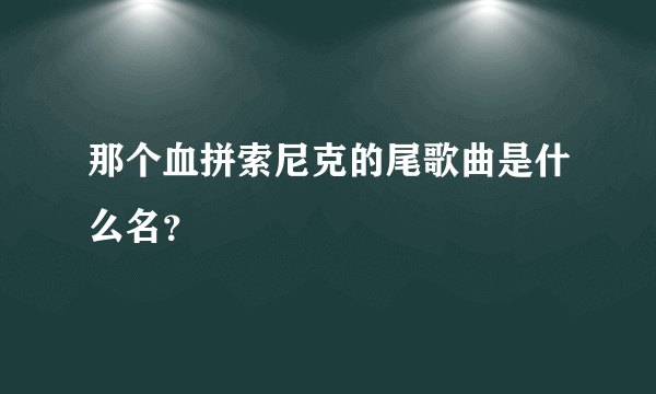 那个血拼索尼克的尾歌曲是什么名？