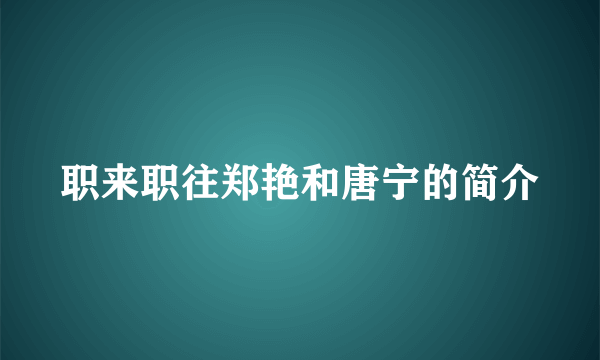 职来职往郑艳和唐宁的简介