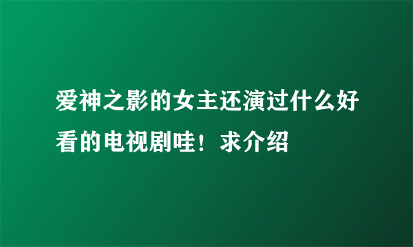 爱神之影的女主还演过什么好看的电视剧哇！求介绍