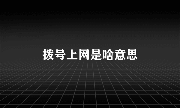 拨号上网是啥意思