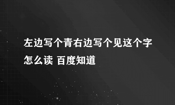 左边写个青右边写个见这个字怎么读 百度知道