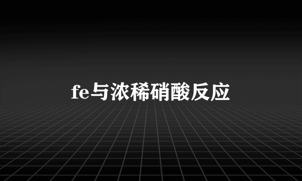 fe与浓稀硝酸反应