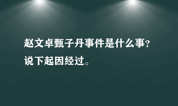 赵文卓甄子丹事件是什么事？说下起因经过。