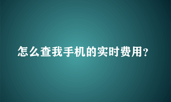 怎么查我手机的实时费用？