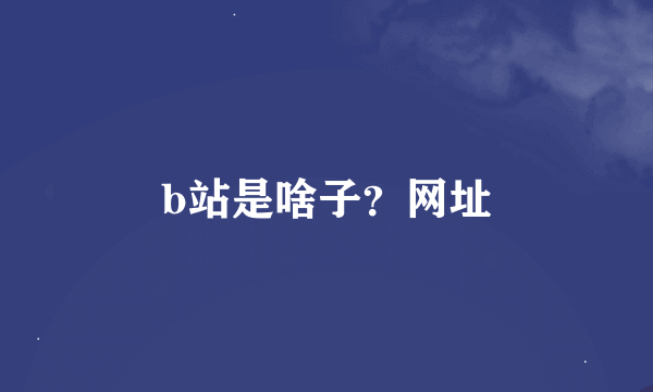 b站是啥子？网址