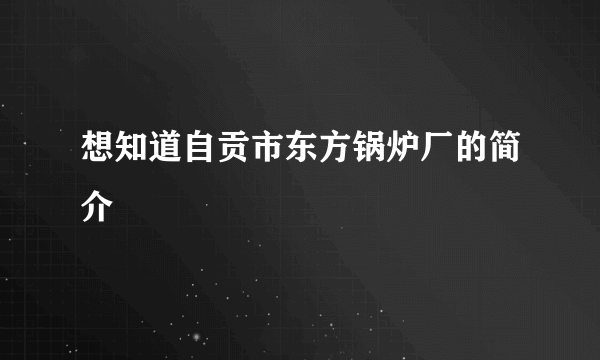 想知道自贡市东方锅炉厂的简介