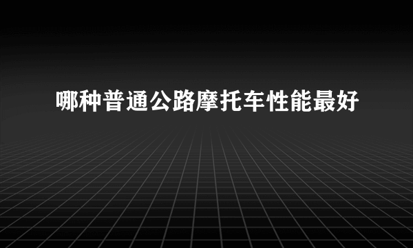 哪种普通公路摩托车性能最好