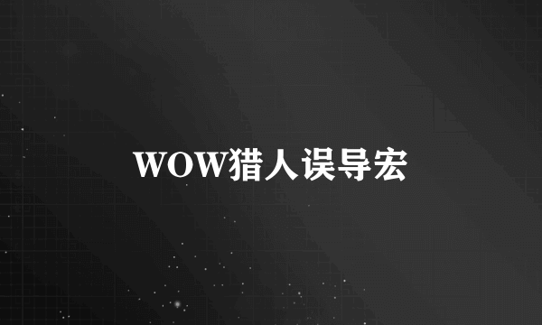 WOW猎人误导宏