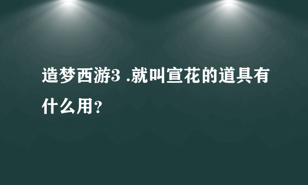 造梦西游3 .就叫宣花的道具有什么用？