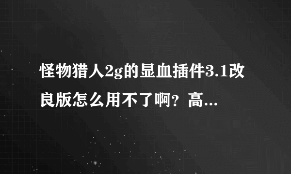 怪物猎人2g的显血插件3.1改良版怎么用不了啊？高手指导一下！