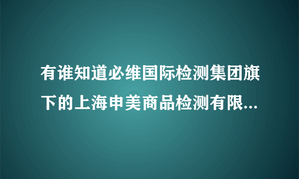 有谁知道必维国际检测集团旗下的上海申美商品检测有限公司怎么样啊，薪资待遇如何？